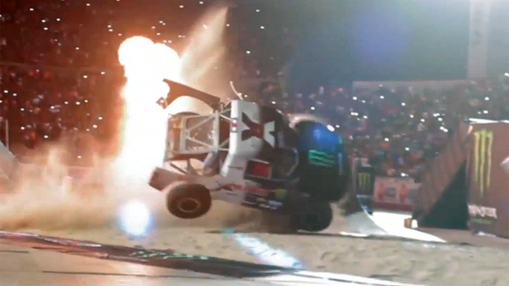 Trophy Truck Crashes During Attempted Barrel Roll Stunt 