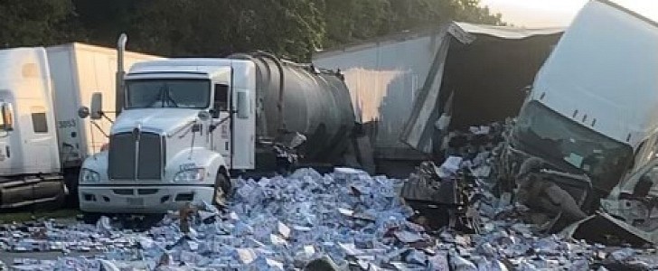 The highway was covered in beer at 6 A.M. in the morning