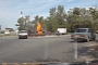 Truck Catches Fire After Russian Intersection Crash