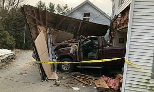 Truck Crashes Into House, Misses Sleeping Woman, Comes Out The Other Side