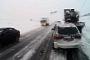 Truck Driver Does Not Brake in Time on Icy Road