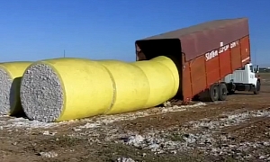 Truck Driver Shows amazing Technique for Loading Cotton Rolls