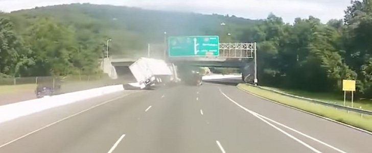 Road rage altercation makes truck driver lose control of his vehicle, flipping it over on the highway