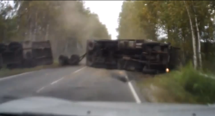 Truck flips due to excessive speed