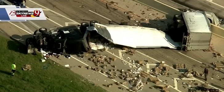 Truck rollover in Oklahoma reveals unusual cargo