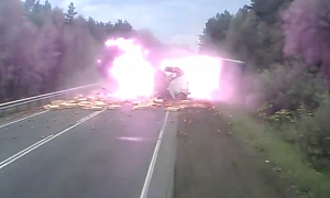 Truck With No Brakes Causes Massive Accident and Explosions