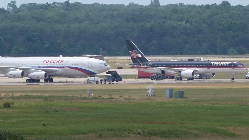 Trump Force One Spotted Next to Russian Jet at Dulles Airport