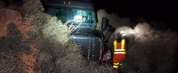Giant tumbleweeds bury cars on New Year's in Washington state