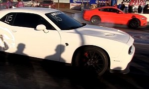 Tuned 2015 Mustang Drag Races Dodge Challenger Hellcat, Mopar Machine Roasted