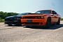 Tuned 750-HP Mustang Drags Challenger Hellcat and It's Photo Finish Material