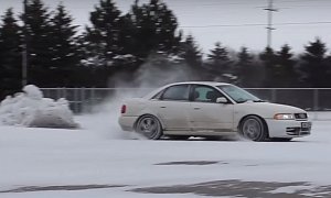 Tuned Audi S4 Next Door Goes Drifting in the Snow, Quattro Discipline Ensues