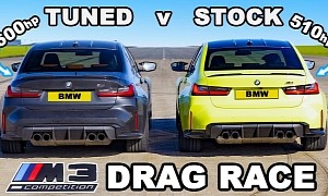 Tuned BMW M3 Competition Drag Races Standard M3, Flawless Victory Is Inevitable