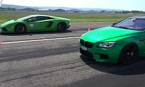 Tuned BMW M6 Drag Races Lamborghini Aventador, The Battle Is Tight