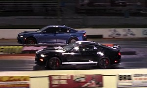 Tuned Dodge Charger Drags Shelby GT500 and Hellcats, It Is Quite and Evenly Close