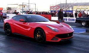 Tuned Ferrari F12 with Almost 800 HP Goes Drag Racing