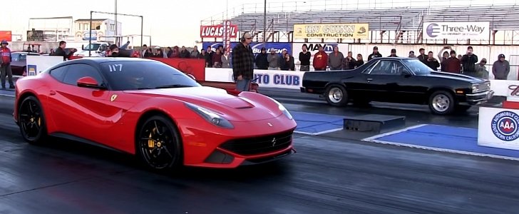 Tuned Ferrari F12 goes drag racing