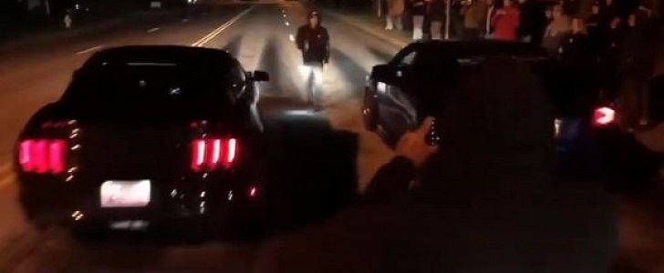 Tuned Ford Mustang GT Drag Races Modded Subaru STI