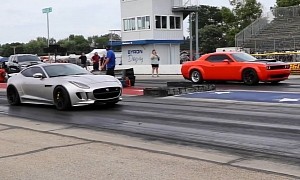 Tuned Jag F-Type R Drags Modded Dodge Challenger Hellcat, Someone Gets Nasty