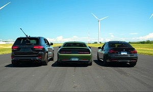 Tuned Jeep Trackhawk Drag Races Tuned BMW 340i, Stock Challenger Hellcat Loses Every Time