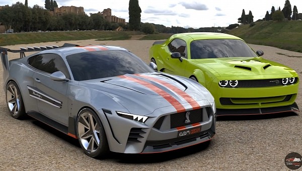 Ford Mustang GT500 vs Dodge Challenger SRT CGI comparison by Evrim Ozgun