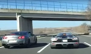 Tuned Nissan GT-R Fights Koenigsegg CCX on Highway, Savage Street Racing Ensues