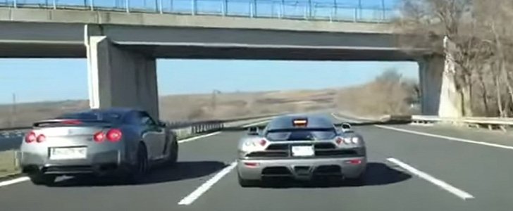 Tuned Nissan GT-R Races Koenigsegg CCX on Highway