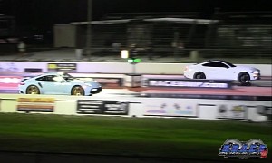 Tuned Porsche 911 Turbo S Drags Modded Ford Mustang GT, Someone Gets Trampled