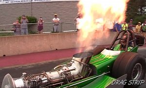 Turbine-Powered "Green Monster" Shoots Flames at the Driver, Hits 200 MPH