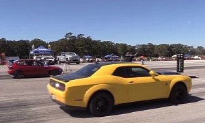 Turbo Honda Civic Destroys Dodge Demon in 1/2-Mile Drag Race