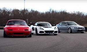 Turbo Mazda MX-5, BMW M3 CSL, and Lotus Exige 430 Cup Engage in Time Attack