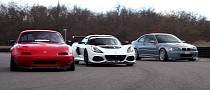 Turbo Mazda MX-5, BMW M3 CSL, and Lotus Exige 430 Cup Engage in Time Attack