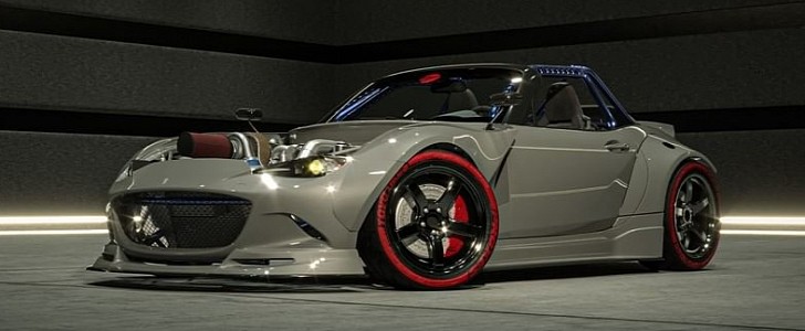 Turbo Rotary swapped Mazda MX-5 Miata drift project rendering by jota_automotive 