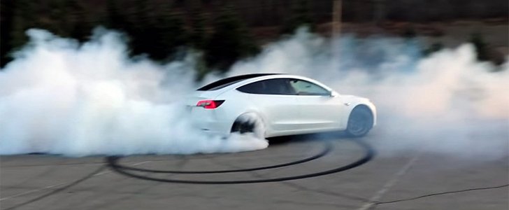 Tesla Model 3 burnout