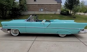 Turquoise 1957 Lincoln Premiere Looks Like a Batmobile Made Out of Candy