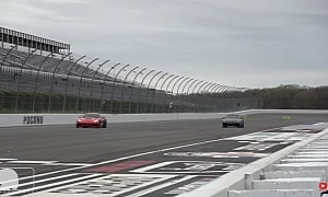 Twin Corvette Z06s Race Camaro, 911 Turbo, Cadillac, BMW - Somebody Gets Rolled Fast