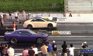 Twin-Turbo Caddy CTS-V Drags Mustang, Civic, Tesla, Hellcat, and Destroys All