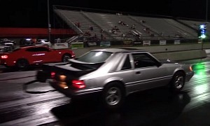Twin-Turbo Camaro ZL1 Drag Races Fox Body Mustang, Gets Severely Punished
