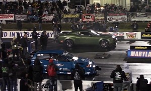 Twin-Turbo Challenger Redeye Drags FWD 4-Cylinder Turbo Civic, It's a Photo Finish