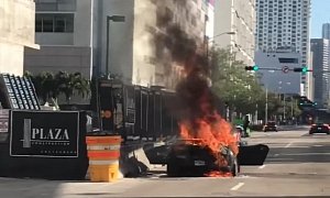Twin Turbo Gallardo Burns to a Crisp In Miami During Bullfest 2017