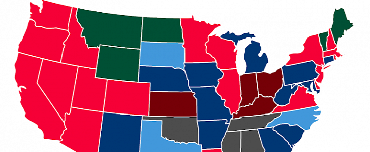 Map showing dream cars in each U.S. state