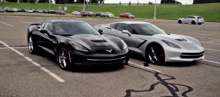 Two 2014 Corvette Stingrays Sitting in GM Parking Lot