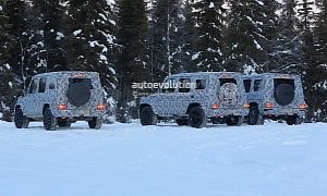 Two 2019 Mercedes-AMG G63s Play With a Third G-Class in the Arctic Snow
