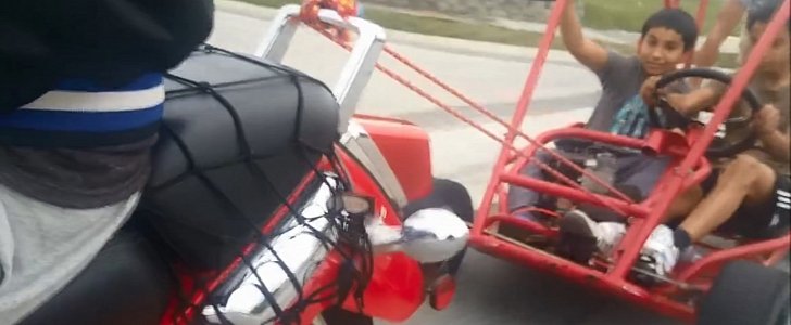 Scooter towing go-kart