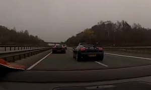 Two Lamborghini Gallardos Street Race on Autobahn