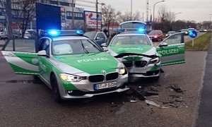 Two Police Cars Crash in Bamberg, Germany Responding to a Bank Robbery