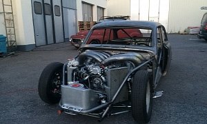 Two-Stroke V8 Turns this Volvo Amazon into a Wacky-Sounding Drag Racing Machine