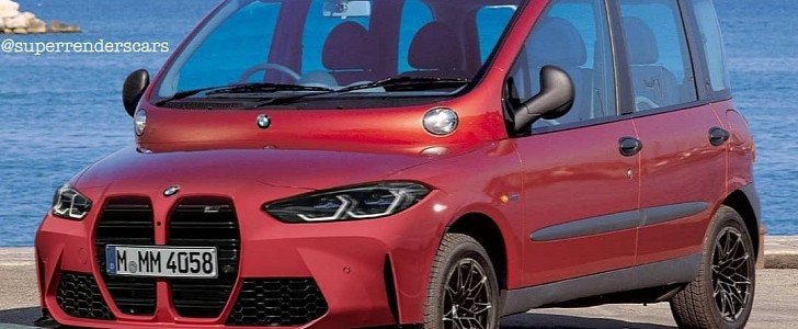 Fiat Multipla / BMW M4 face swap rendering