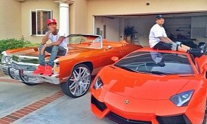 Tyga and Chris Brown Hanging Out on Lambo and Impala: Old School vs. New School