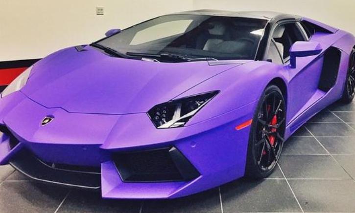 Tyga's Lamborghini Aventador Roadster turned purple