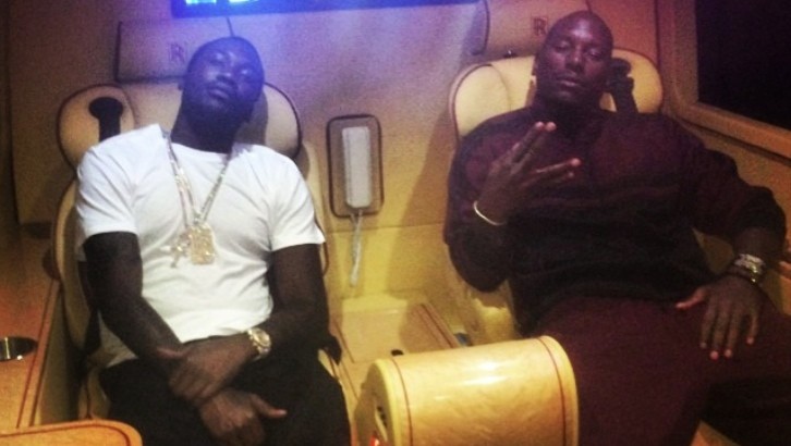 Tyrese next to Meek Mill in his Mercedes Sprinter
